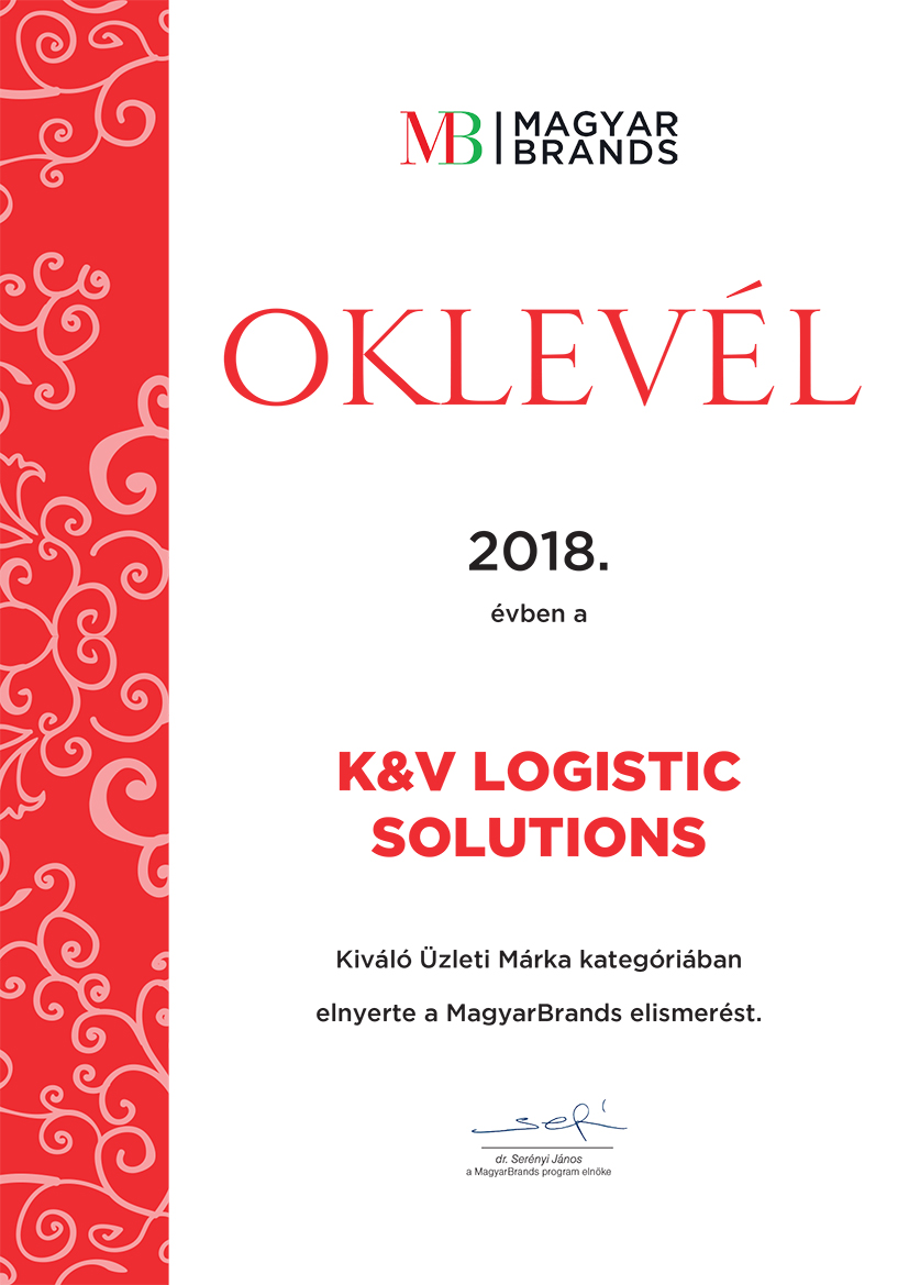 Ismét MagyarBrands díjas a K és V Kft.